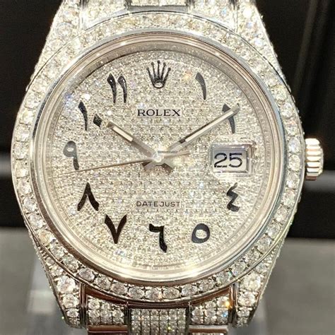 rolex iced out arabic replica|rolex datejust iced out 41mm.